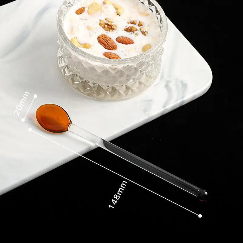 Colorful Glass Stirring Spoon – Long Handle, Heat Resistant