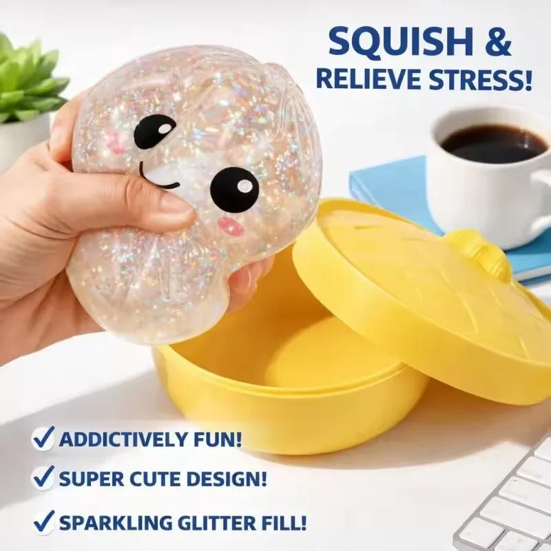 Glitter Dumpling Squishy Toy – Sensory Fidget Squeeze Bun