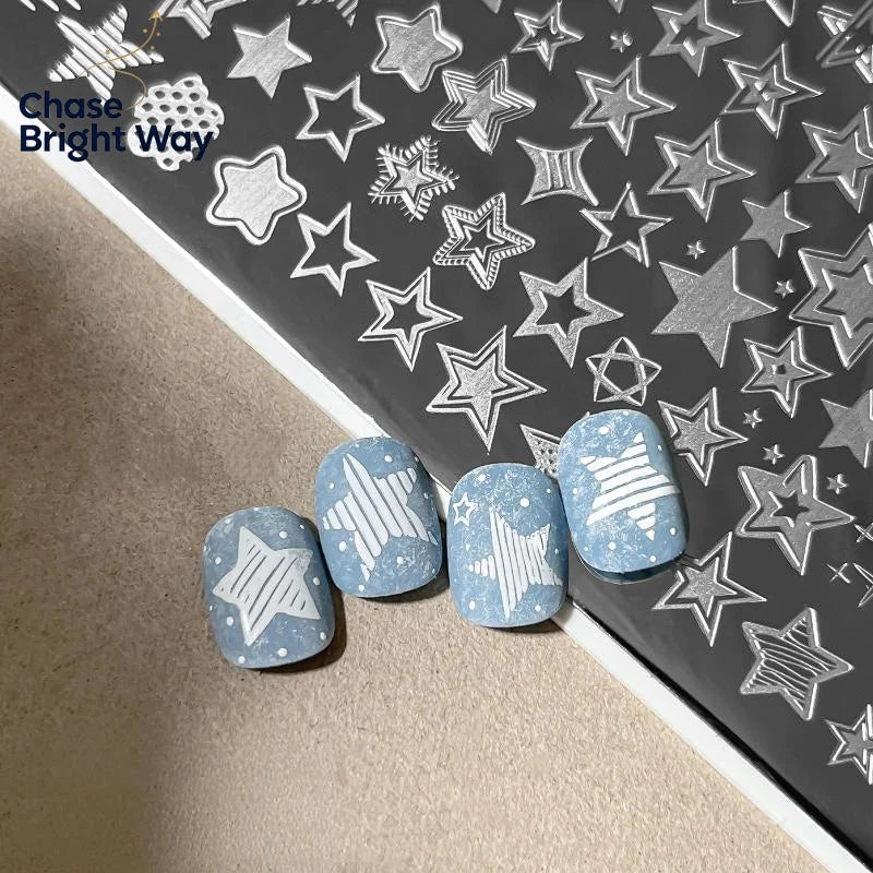Nail Stamping Plate Moon & Stars – Rectangle Manicure Stencil