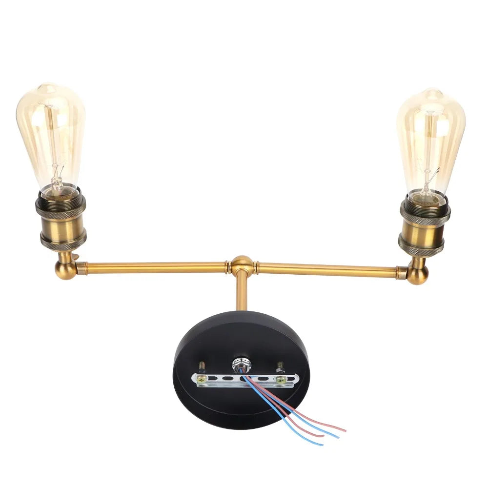 Vintage Double-Head E26 Wall Sconce – Bronze Iron Wall Lamp