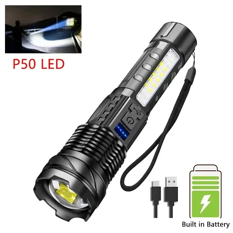 USB-C Rechargeable LED Flashlight – 1500M High Power Torch