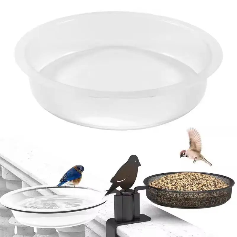 Transparent Circular Bird Feeder Bowl – Large Capacity