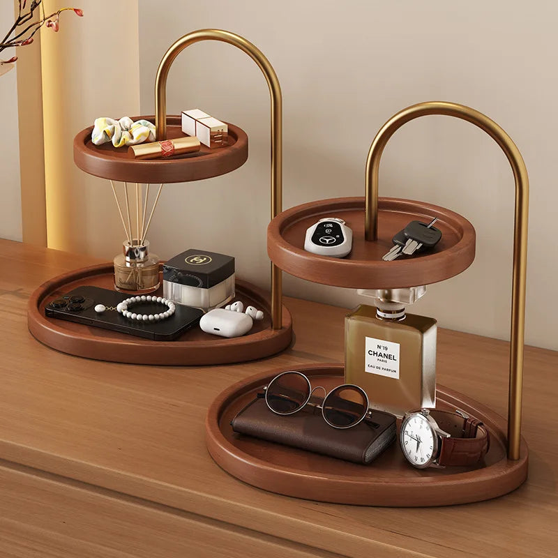 Vintage Bamboo Jewelry Organizer Tray & Desktop Display Stand
