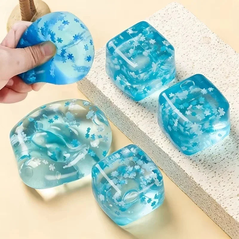 Squishy Snowflake Ice Cube Slow-Rising Fidget Toy 3/4.5/5.5cm