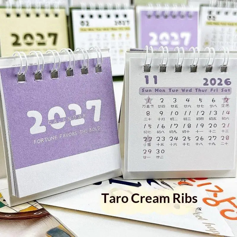 Minimalist 2027 Mini Desk Calendar – Color-Block Desktop Décor