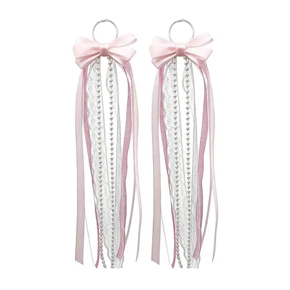 Pearl Bow Ribbon Boot Charms – Lace Tassel Shoe Accessories