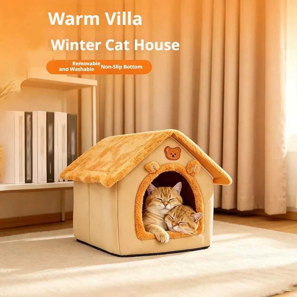 Thickened Warm Pet House – Washable Plush Cave Bed for Cats & Dogs