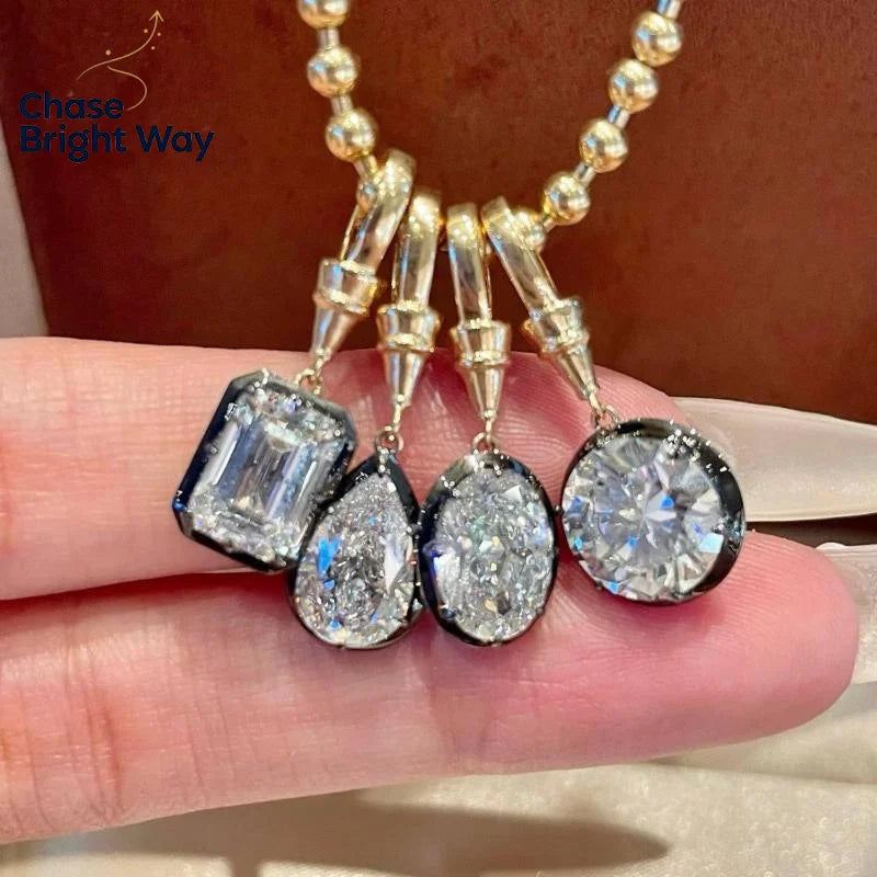 Women's Geometric Zircon Pendant Necklace | Gold Plated Chain