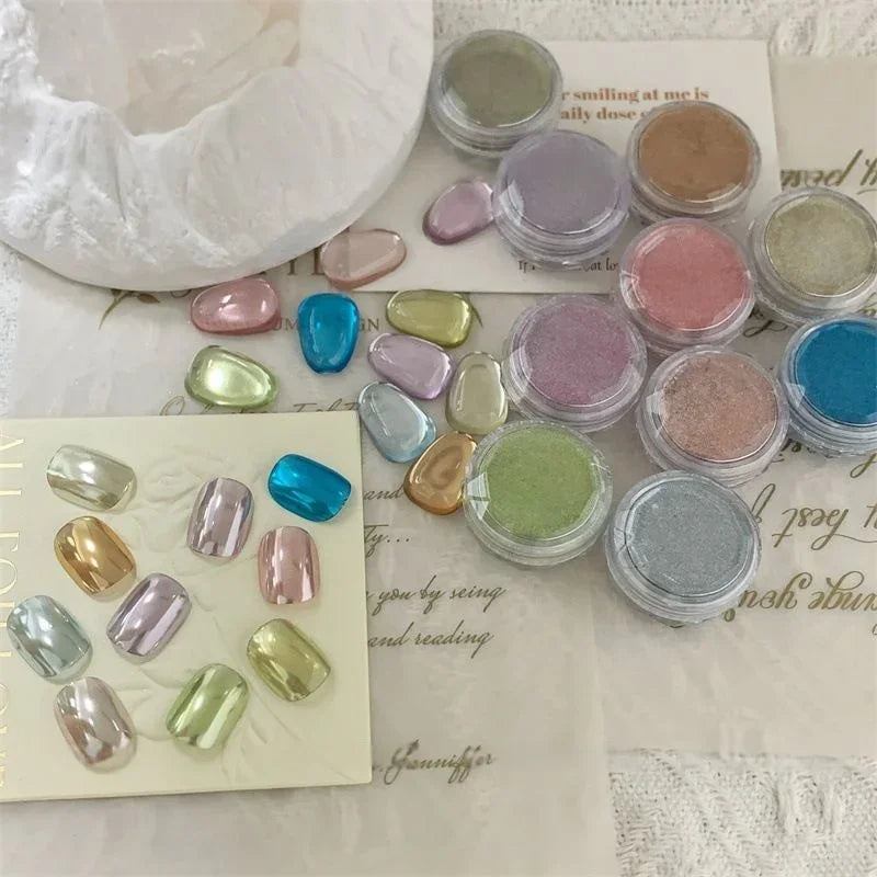 Aurora Mirror Chrome Nail Powder – Holographic Glitter Pigment