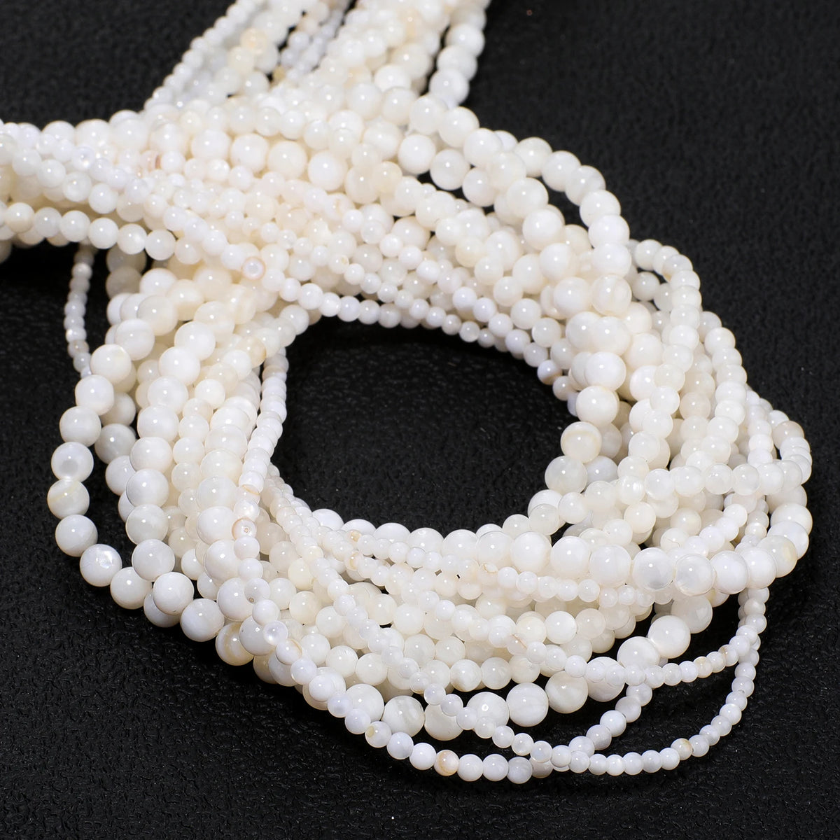 Natural White Shell Pearl Beads 2/3/4mm – Round Spacer Beads