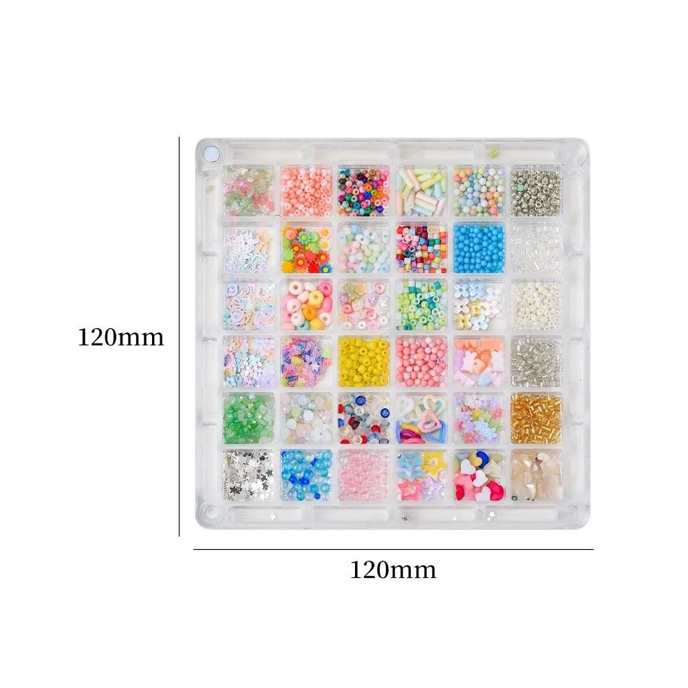 12/36 Grid Nail Art Sequins Kit – 3D Charms & DIY Embellishments