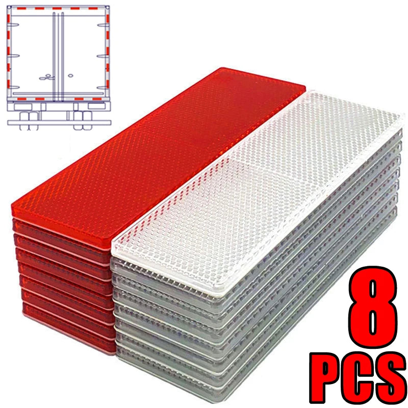 Truck Trailer Reflective Safety Plates – 8pcs Rectangle Stickers