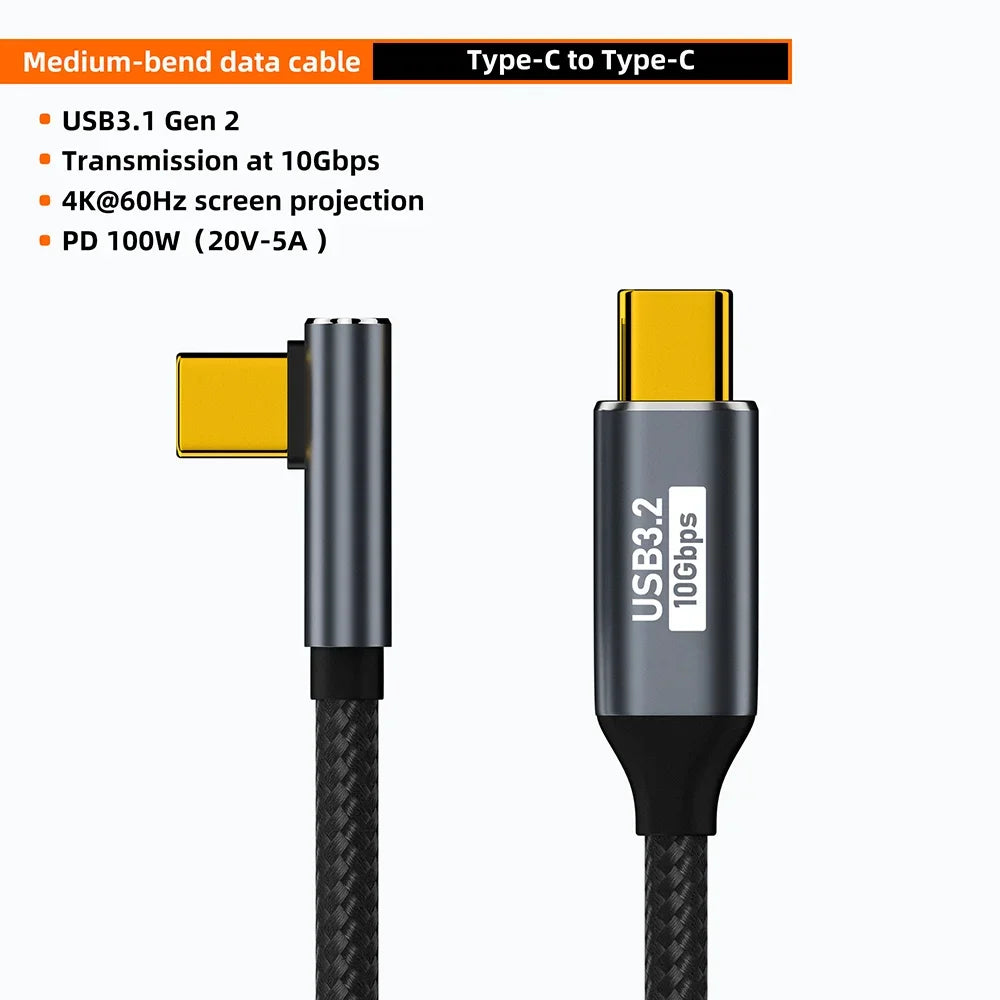 USB-C 100W 5A Cable – 10Gbps Data, 4K 60Hz, QC4.0 Charging