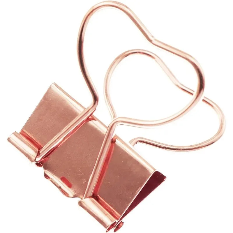 10-Pack Rose Gold Heart Binder Clips – 19mm Cute Metal Paper Clips