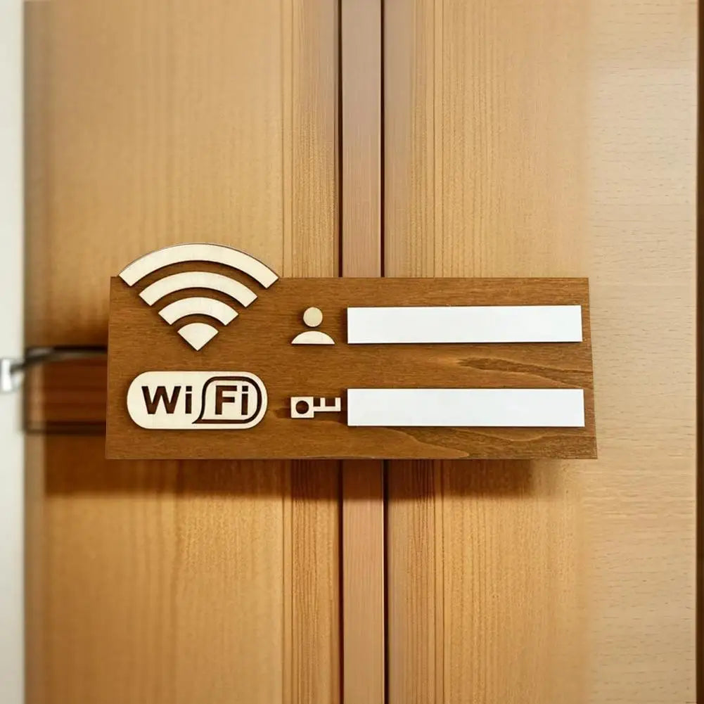 Rustic Wooden WiFi Password Sign – Rewritable Wall Plaque