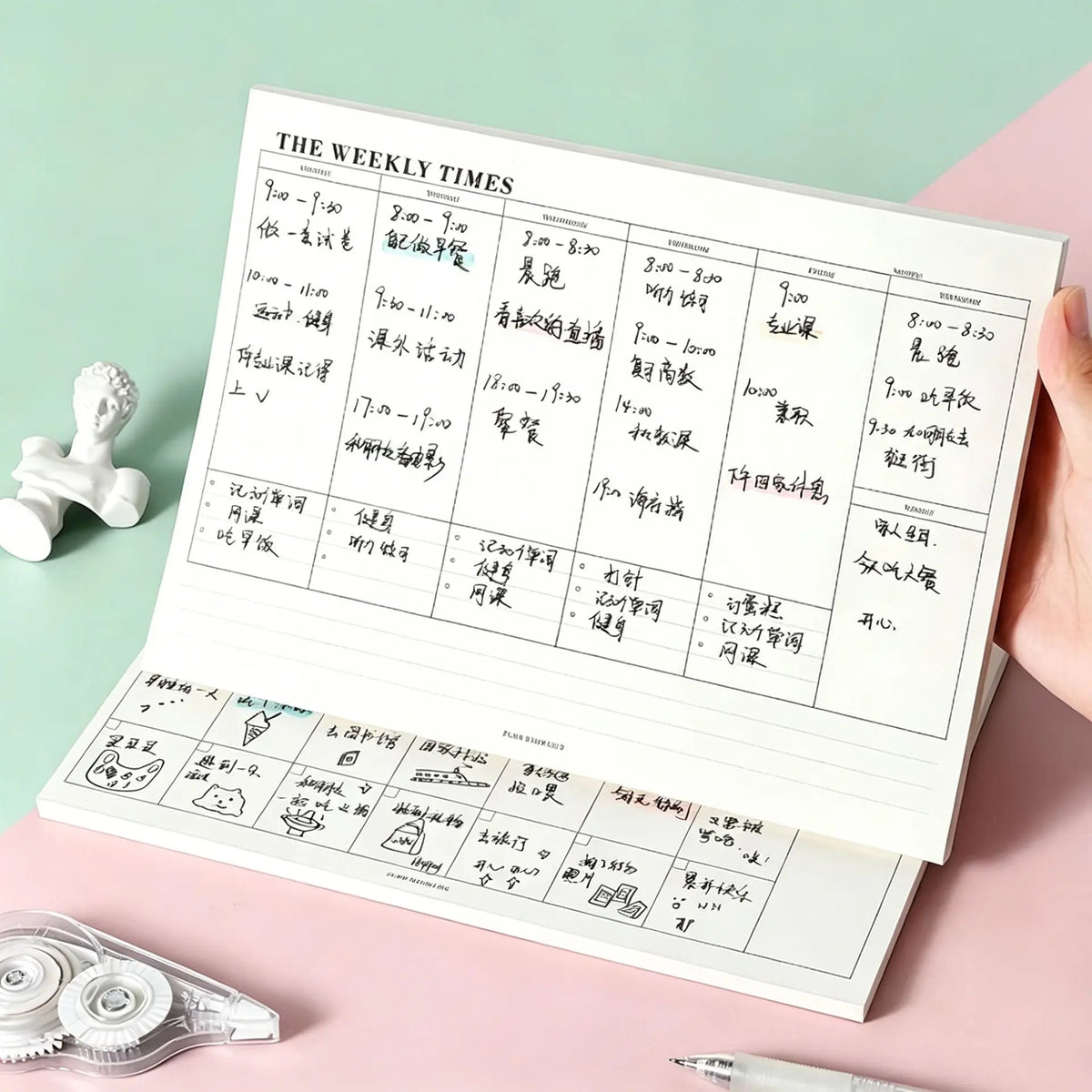 Undated Weekly & Monthly Planner Notebook | Korean Stationery