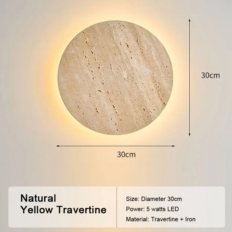 Retro LED Wall Lamp – Natural Yellow Travertine Stone Light