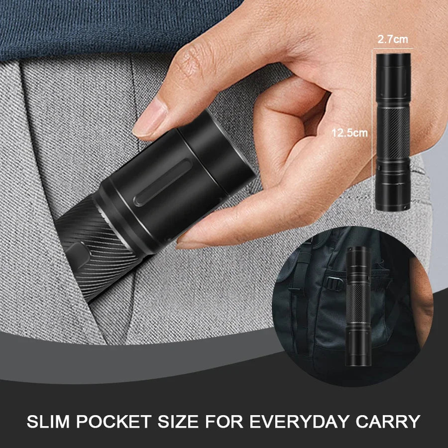 1200 Lumen Tactical Flashlight – 6 Modes, 360° Clip, IP66