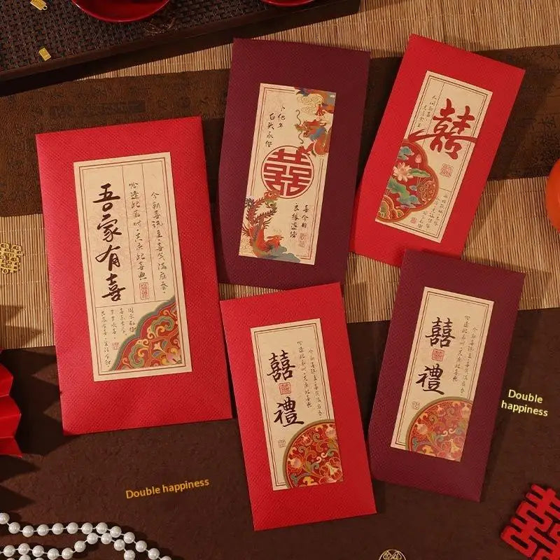 Chinese Wedding Red Envelopes 4-Pack – Hong Bao Double Happiness