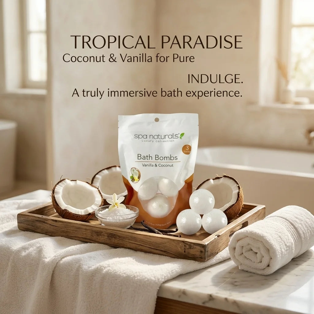 Vanilla & Coconut Bath Fizzies – Luxury Spa Effervescent Bomb