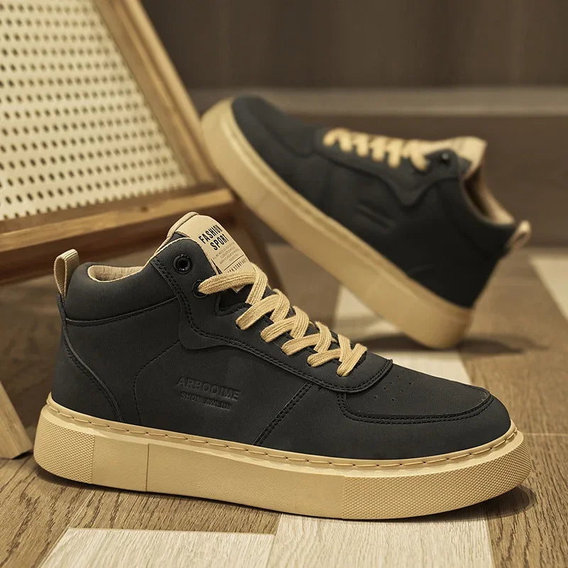 LEDP Men's Platform Sneakers – Lace-Up Non-Slip Casual Ankle Boots
