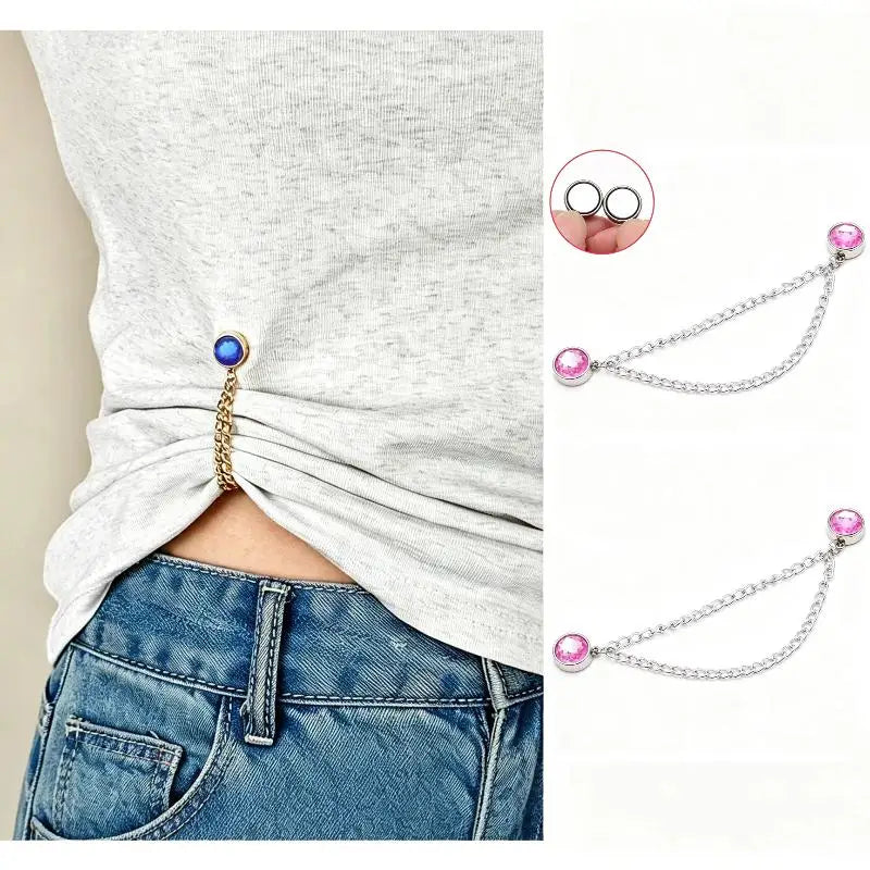Rhinestone Magnetic Waist Cinch Clips – 2-Pc Adjustable Set