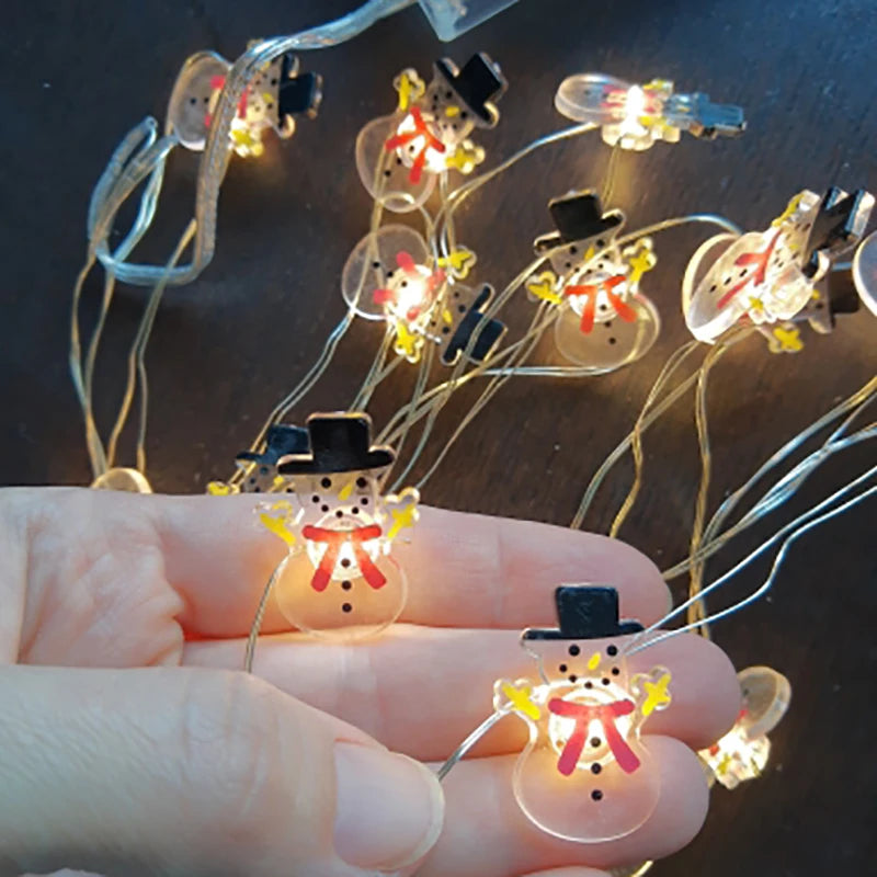 2M Christmas Santa & Snowman LED Light String Garland Decor