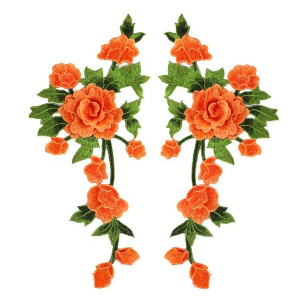 3D Floral Embroidery Applique Patch Pair – DIY Wedding Decor