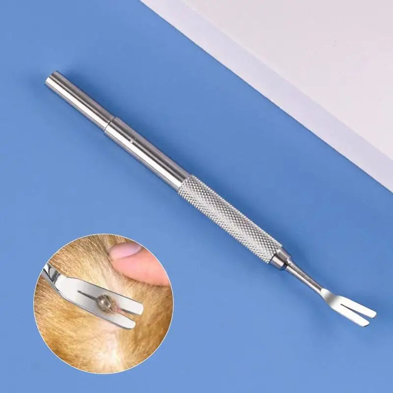 Stainless Steel Tick Fork Remover Tool for Dogs & Cats