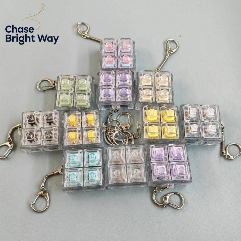 Mini Keyboard Fidget Keychain – Crystal Keycap Sensory Toy