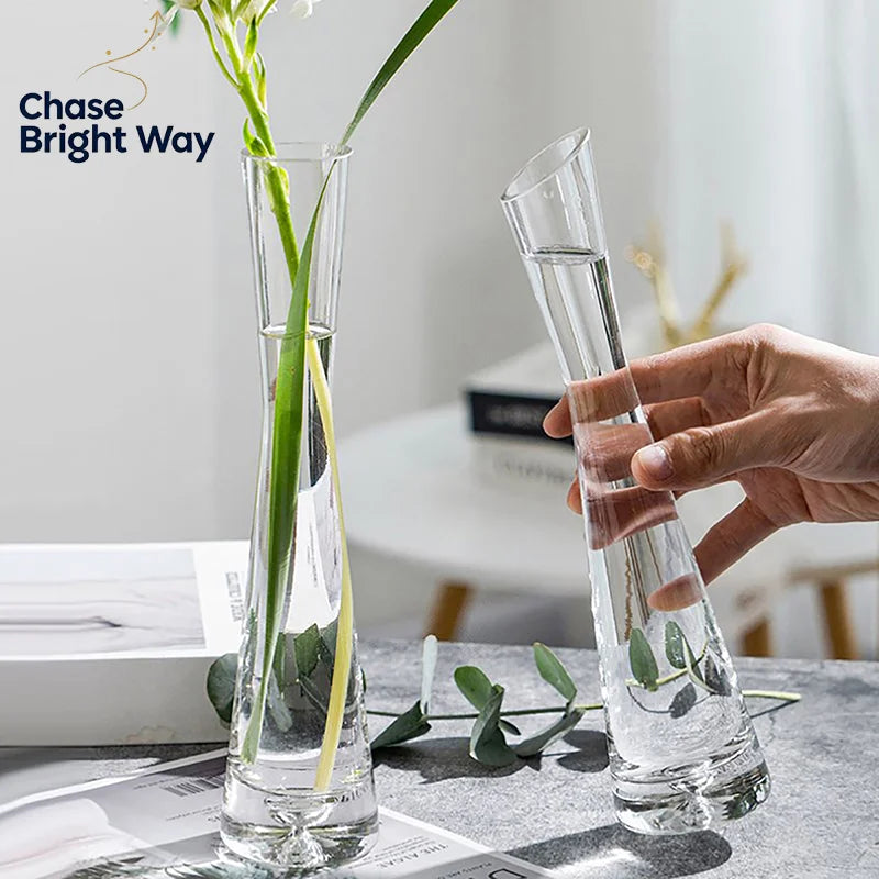 Transparent Glass Flower Vase – Bud Vase for Home & Weddings