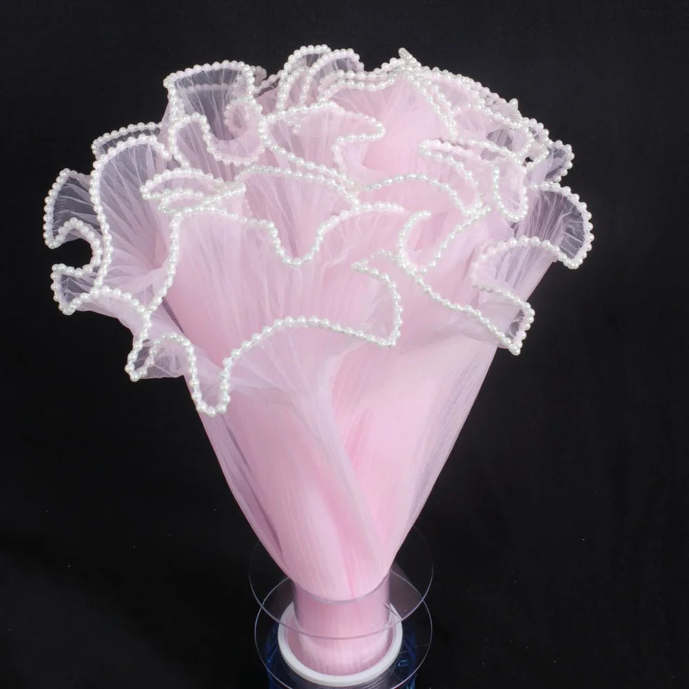 Pearl Lace Wave Mesh Flower Wrapping Roll – 28cm x 4 Yards