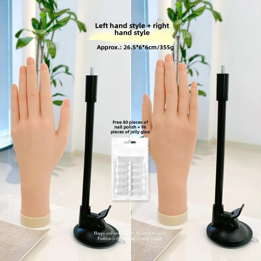 Silicone Nail Practice Hand – Bendable Training Display Rack