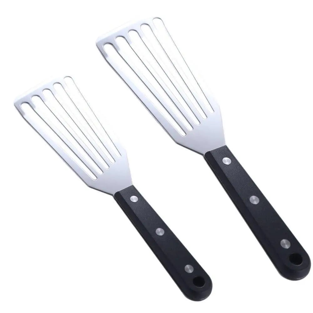 Stainless Steel Slotted Fish Spatula – Wooden Handle BBQ Turner