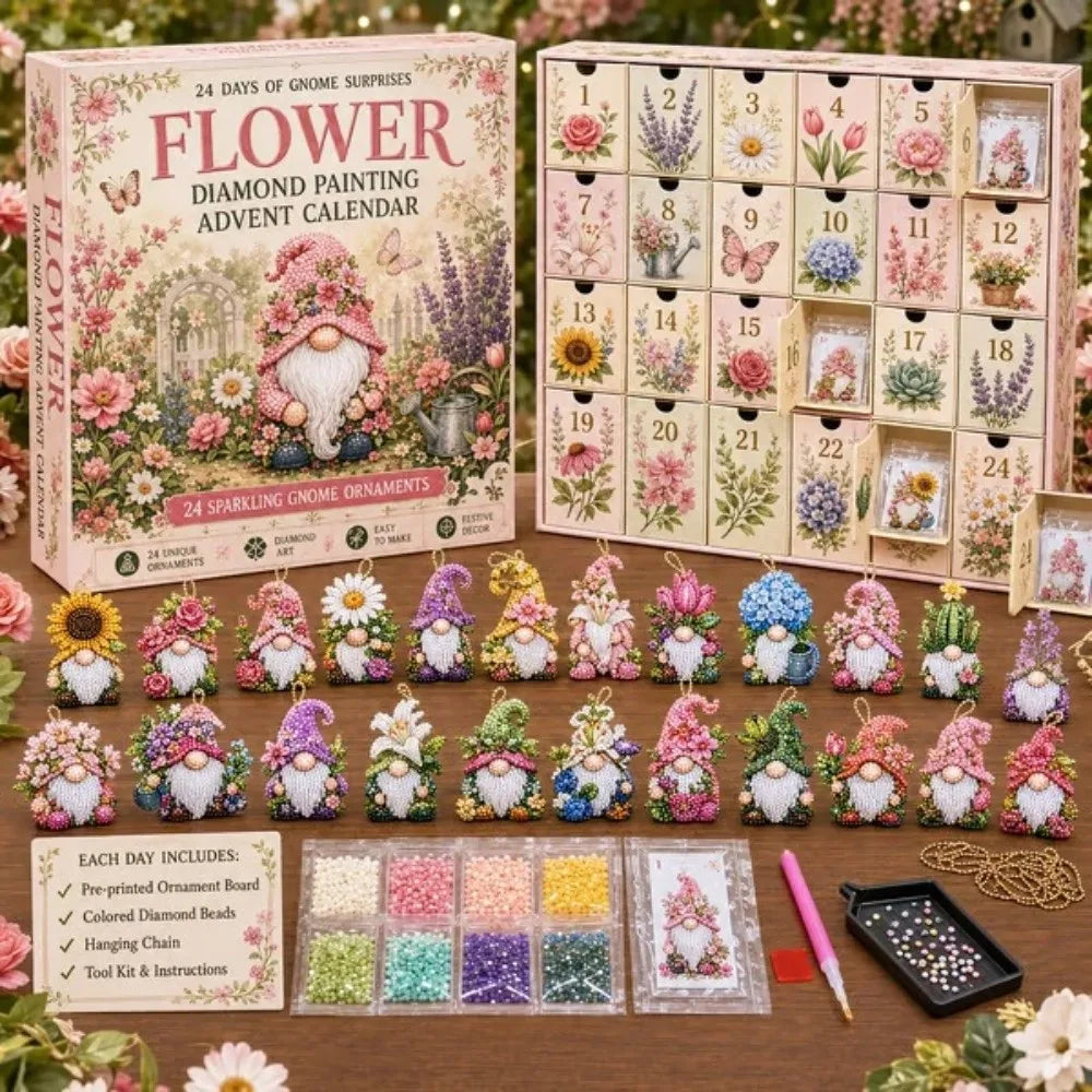 Christmas Gnome Advent Calendar – 24-Day Diamond Art Craft Set