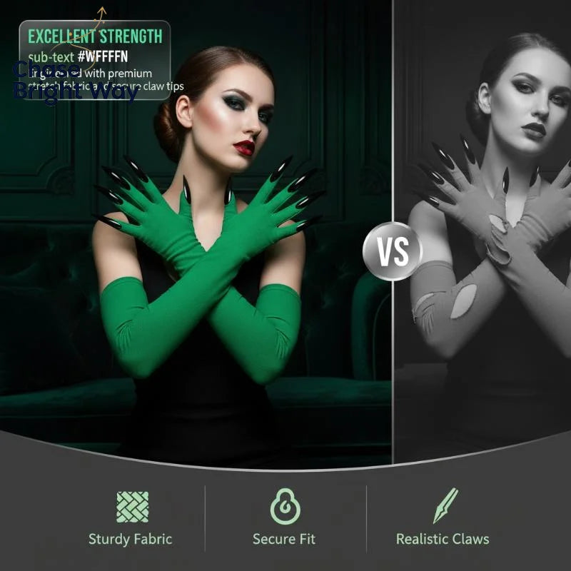 Long Elbow Cosplay Gloves with Sharp Claws | Halloween Costume