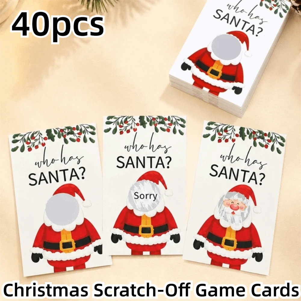 40-Pack Who Has Santa Scratch-Off Christmas Party Game Cards