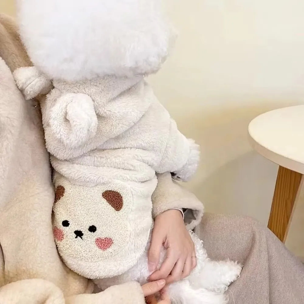 Fleece-Lined Dog Hoodie Jacket – Warm Windproof Bodysuit