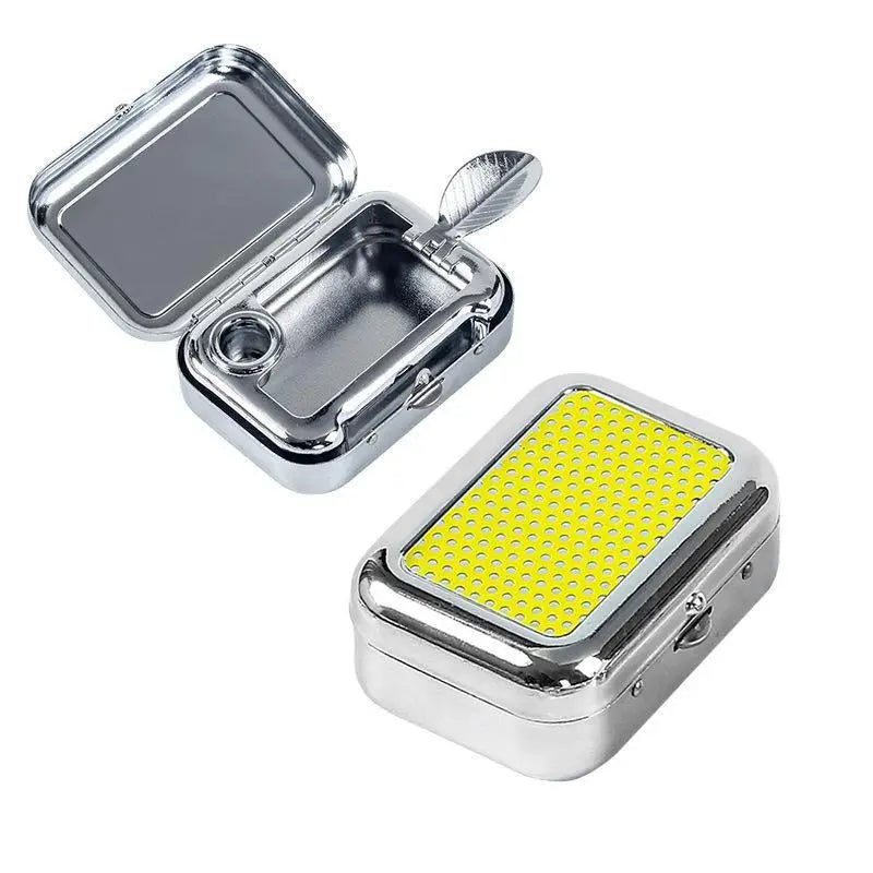 Stainless Steel Pocket Ashtray – Sealed Lid for Travel & Camping