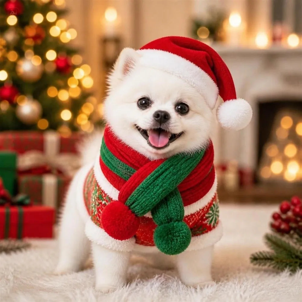 2-Pack Christmas Dog Scarf Collar – Adjustable Bandana Set