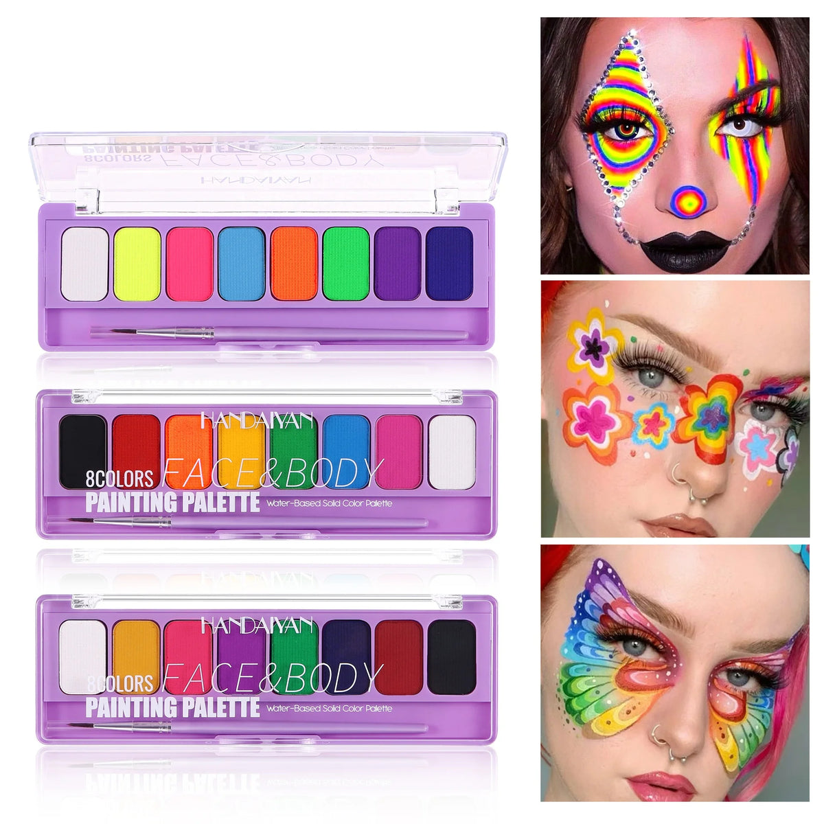 8-Color UV Neon Face & Body Art Paint – Glow Halloween Kit