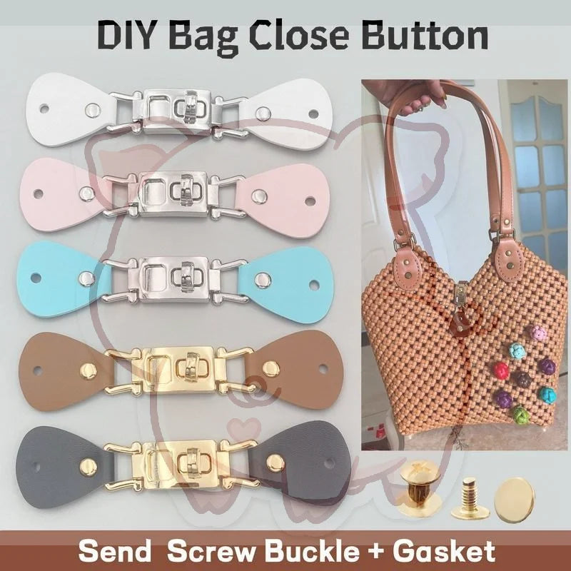 PU Leather Turn Lock Clasp – Golden DIY Bag Hardware
