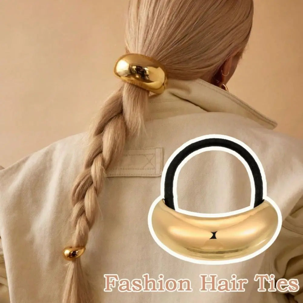 U-Shaped Gold Metal Hair Ties – Geometric Ponytail Holder