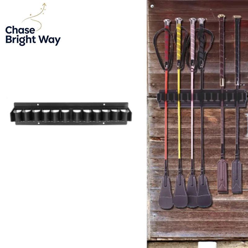 Wall-Mounted Horse Whip Rack Holder – Holds 12 Whips