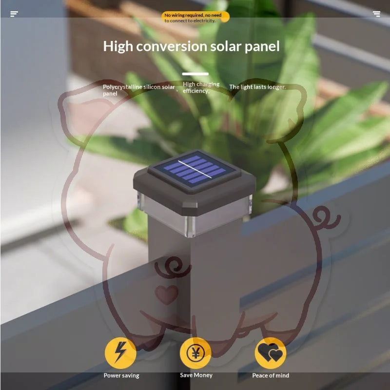 Solar LED Post Cap Light – IP65 Waterproof Outdoor Fence Light