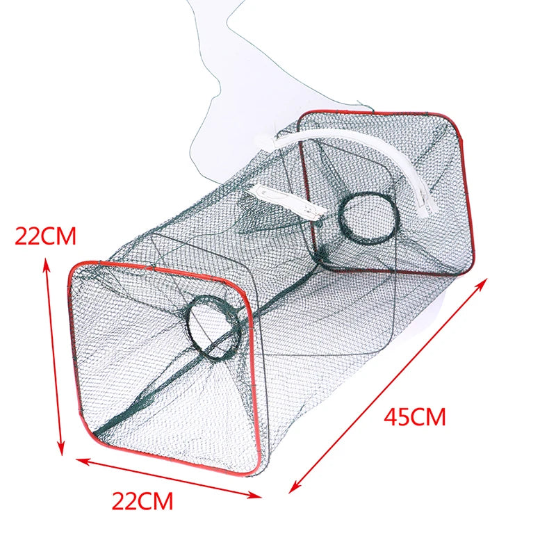 Folding Fish Trap Cage – Nylon Steel Wire Shrimp Dip Net