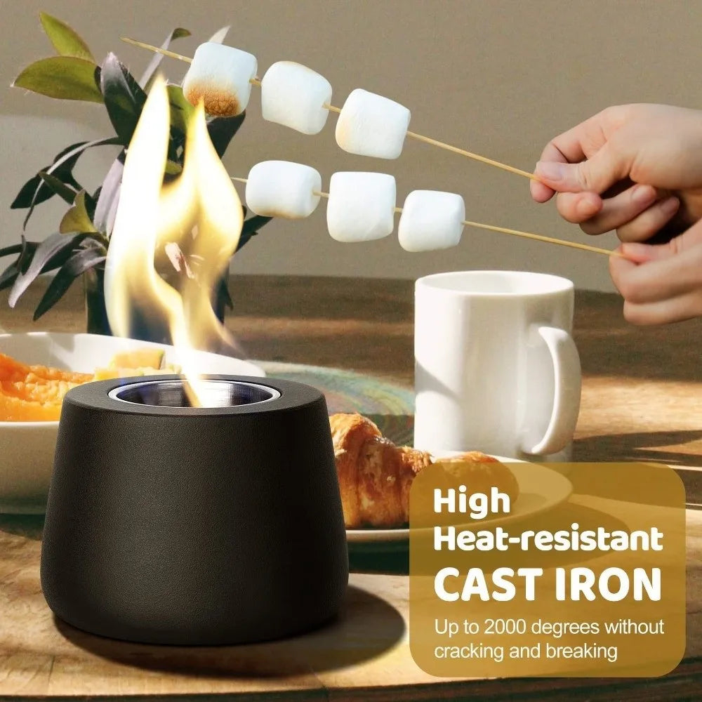 Mini Ceramic Tabletop Fire Pit Bowl – Black Indoor Fireplace
