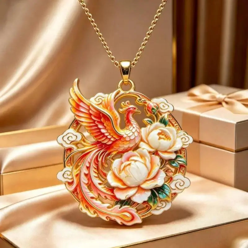 Nine Tailed Fox Enamel Pendant Necklace | Chinese Mythology