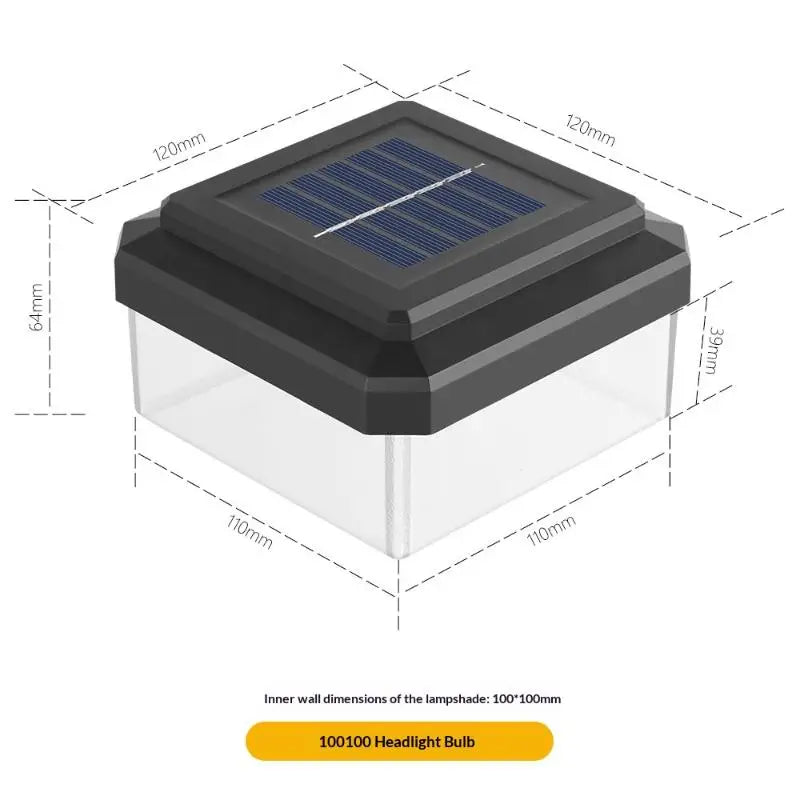 Solar LED Post Cap Light – IP65 Waterproof Outdoor Fence Light