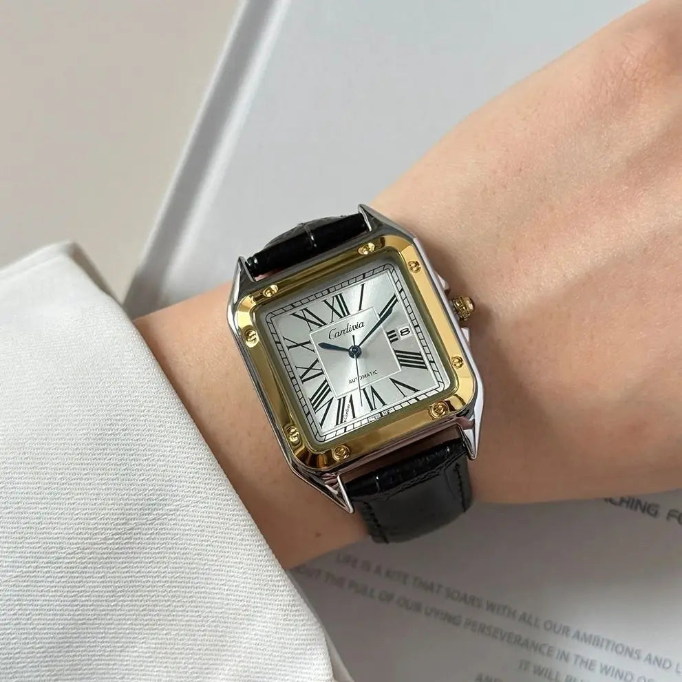Women's Square Roman Numeral Quartz Watch | Leather Strap